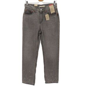 Levis Womens 27 Low Pro Straight Leg Mid Rise Gray Bleached Denim Jeans NEW